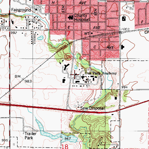 Topographic Map of Seventh Day Adventist Church, IA