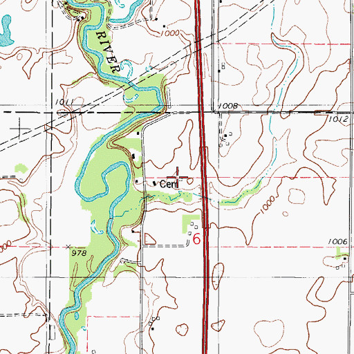 Topographic Map of Peerson Cemetery, IA