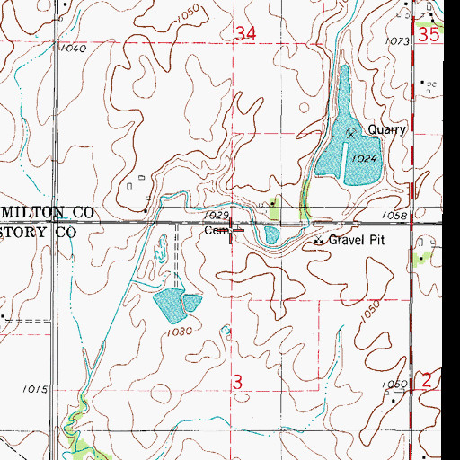 Topographic Map of Fosen Cemetery, IA