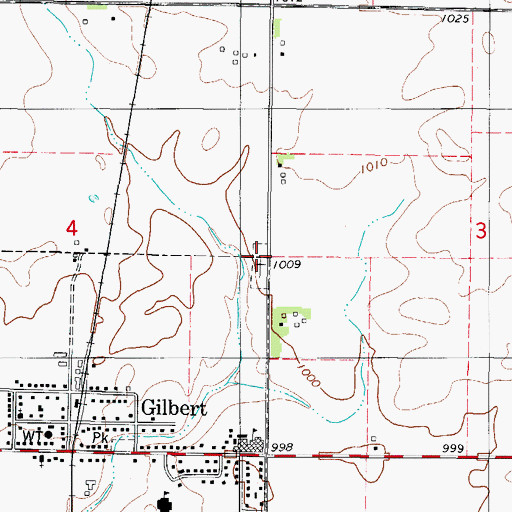 Topographic Map of Gilbert Cemetery, IA