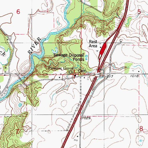 Topographic Map of Pleasant Grove Cemetery, IA