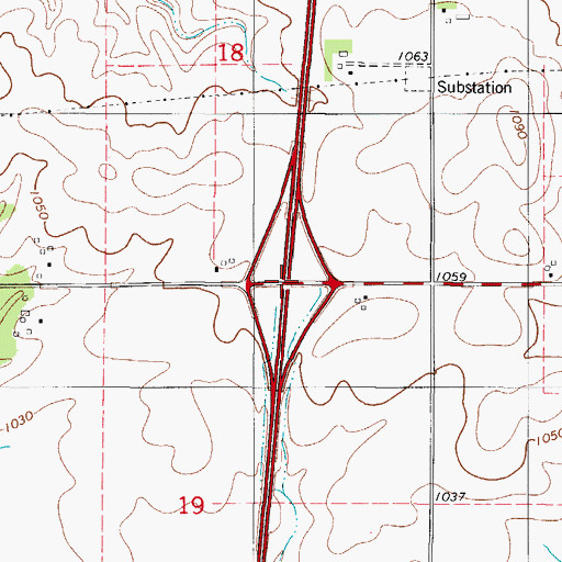 Topographic Map of Interchange 116, IA