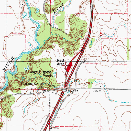 Topographic Map of Story City South Bound Rest Area, IA