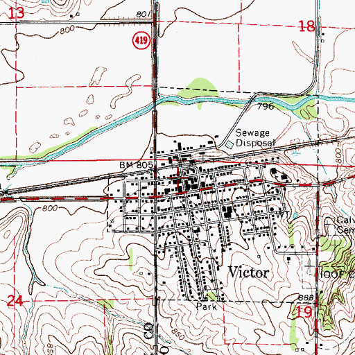 Topographic Map of Victor Police Department, IA
