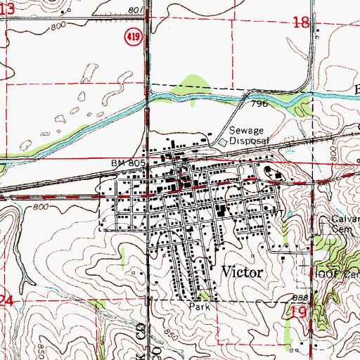 Topographic Map of Victor City Hall, IA