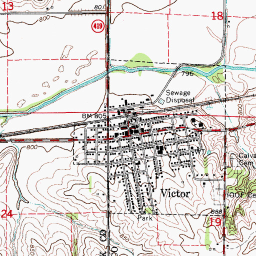 Topographic Map of Victor Medical Clinic, IA