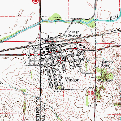 Topographic Map of HLV Elementary School, IA