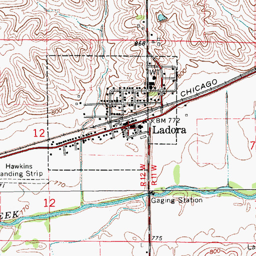 Topographic Map of Ladora Fire Department, IA