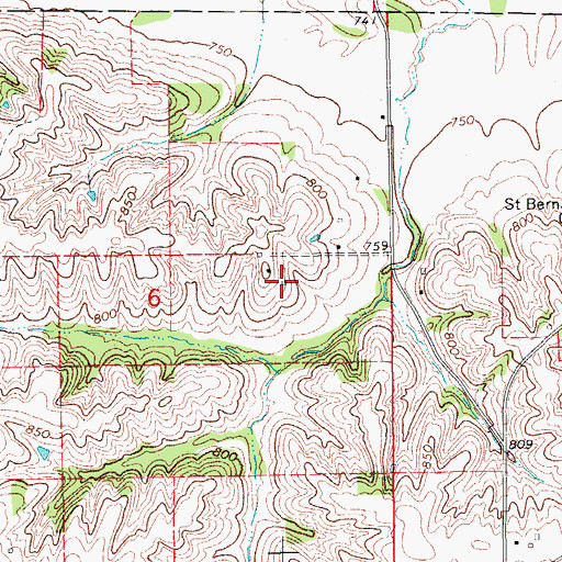Topographic Map of Dedmore Cemetery, IA