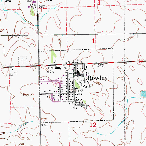 Topographic Map of Rowley Fire Department, IA