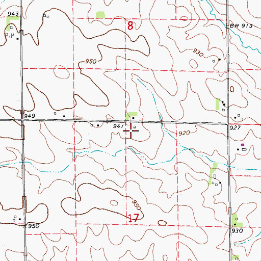 Topographic Map of Blazing Star Prairie Area, IA