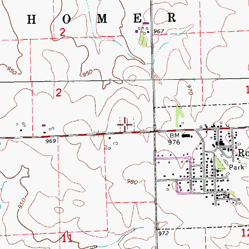 Topographic Map of Rowley Cemetery, IA