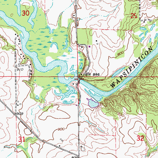 Topographic Map of Taylor's Ford Bridge, IA