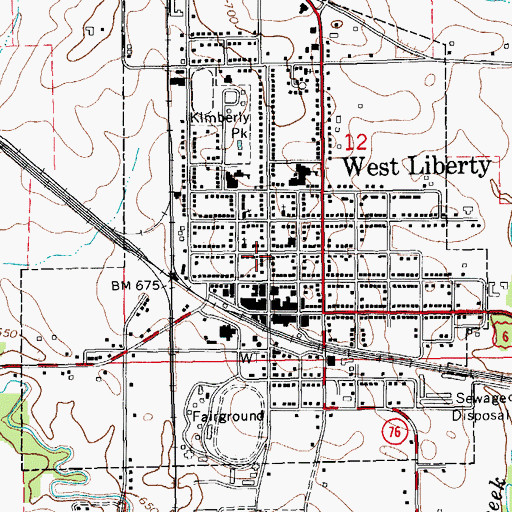 Topographic Map of West Liberty City Hall, IA