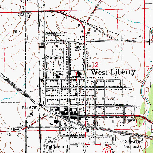Topographic Map of West Liberty Middle School, IA