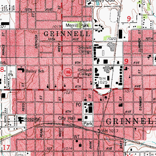 Topographic Map of Grinnell Historical Museum, IA