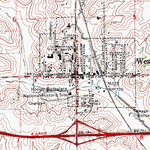 Topographic Map of West Branch Heritage Museum, IA