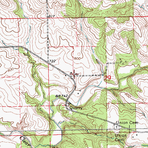Topographic Map of Yankee Grove Post Office (historical), IA