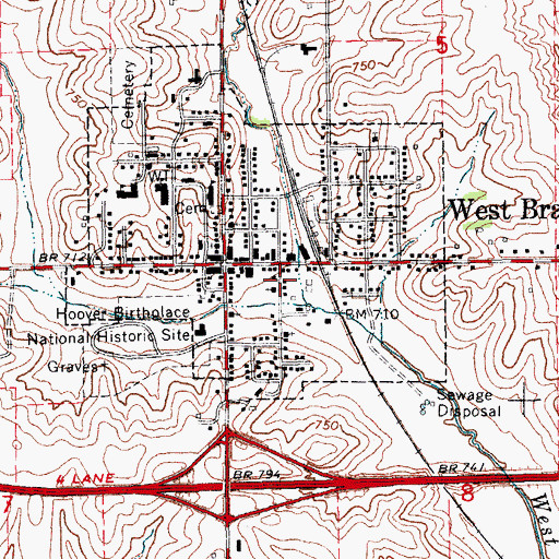 Topographic Map of West Branch Police Department, IA