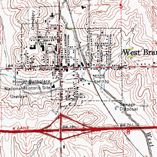 Topographic Map of West Branch Family Practice Center, IA