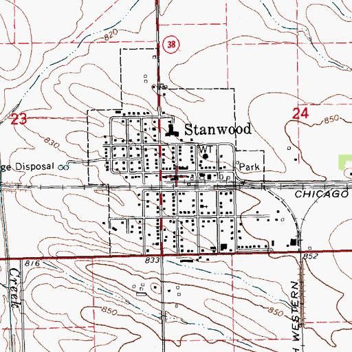 Topographic Map of Stanwood Fire Department, IA