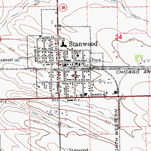 Topographic Map of Stanwood Union Church, IA