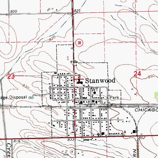 Topographic Map of North Cedar High School, IA