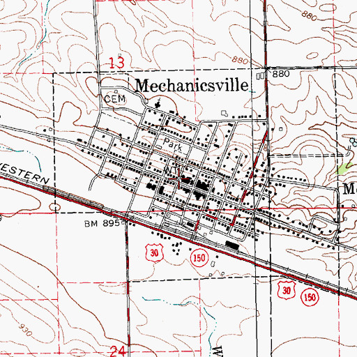 Topographic Map of Mechanicsville Family Practice Center, IA