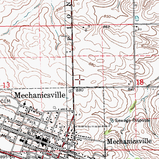 Topographic Map of North Cedar Mechanicsville Elementary School, IA
