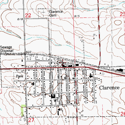 Topographic Map of Clarence, IA