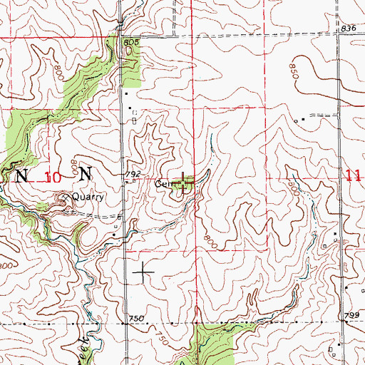 Topographic Map of Achey Cemetery, IA