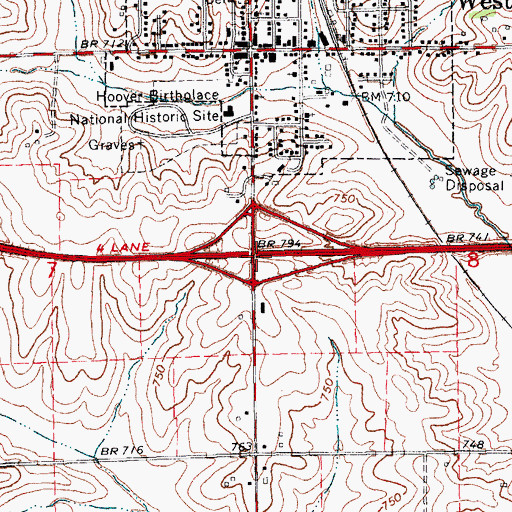 Topographic Map of Interchange 254, IA