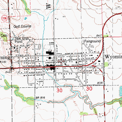 Topographic Map of Wyoming (historical), IA