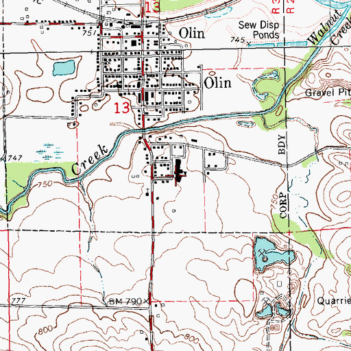 Topographic Map of Olin Middle / High School, IA