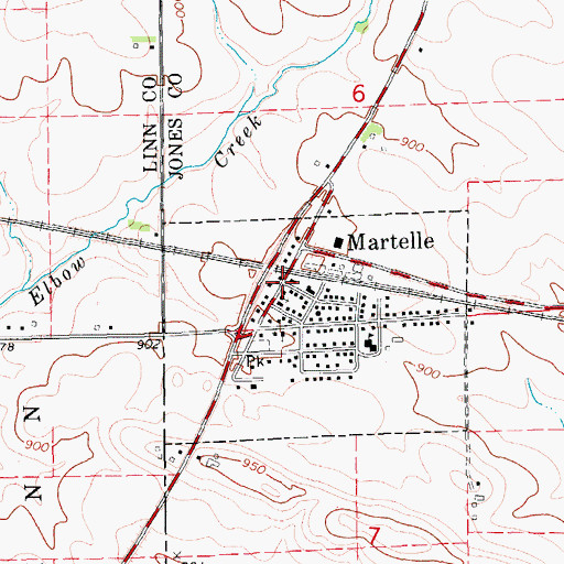 Topographic Map of Martelle Post Office, IA