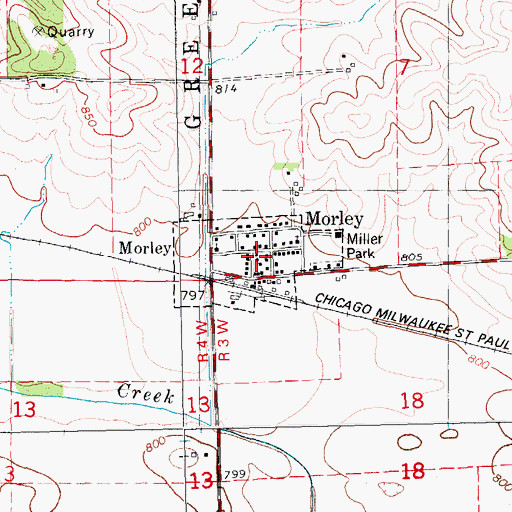 Topographic Map of Morley City Hall, IA