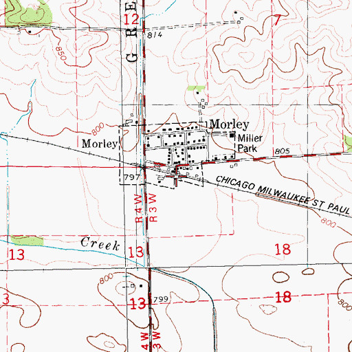 Topographic Map of Morley (historical), IA