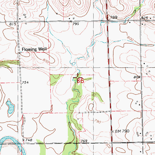 Topographic Map of Glenn Cemetery (historical), IA