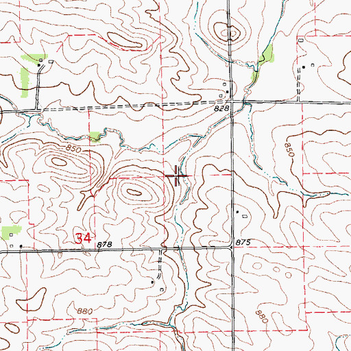 Topographic Map of Piper-Kohl Cemetery, IA