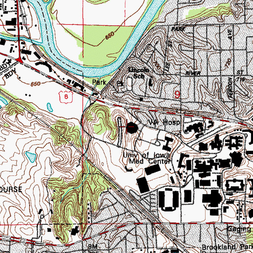 Topographic Map of Carver-Hawkeye Arena, IA