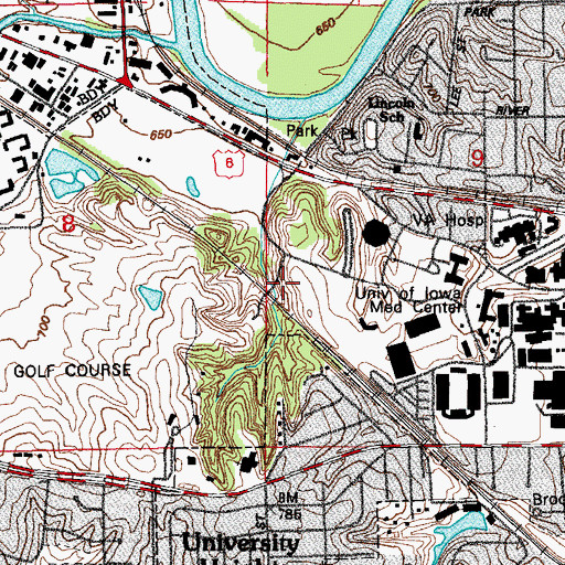 Topographic Map of Grant Field, IA