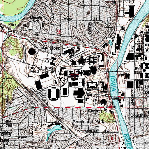 Topographic Map of Medical Research Facility, IA