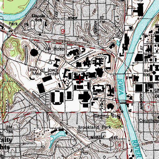 Topographic Map of Roy J Carver Pavilion, IA