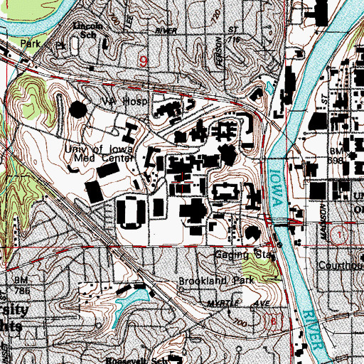 Topographic Map of John Colloton Pavilion, IA