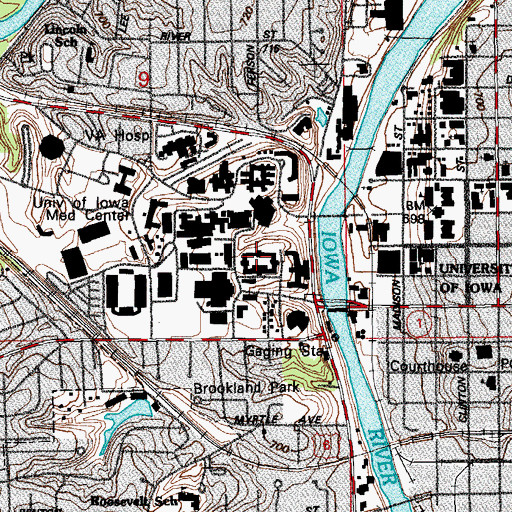 Topographic Map of Quadrangle Residence Hall, IA