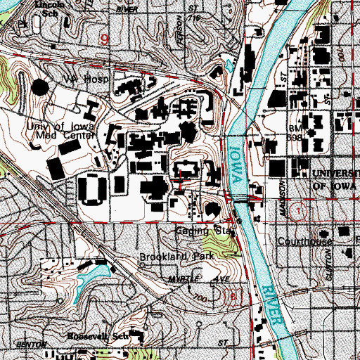 Topographic Map of Rienow Residence Hall, IA