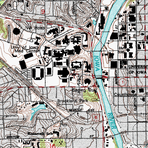 Topographic Map of Slater Residence Hall, IA