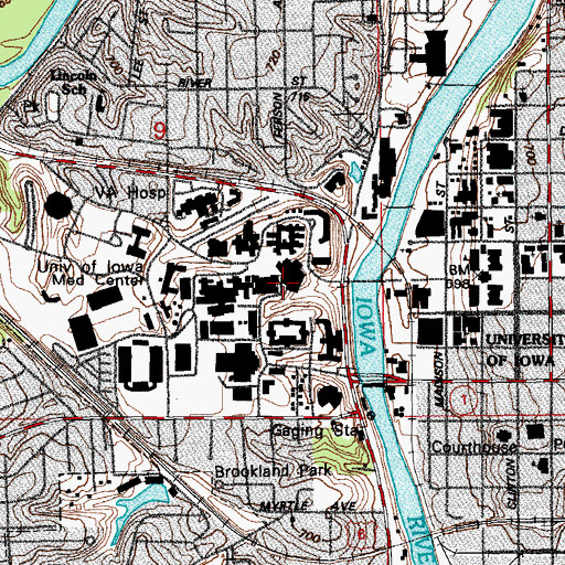 Topographic Map of Bowen Science Building, IA