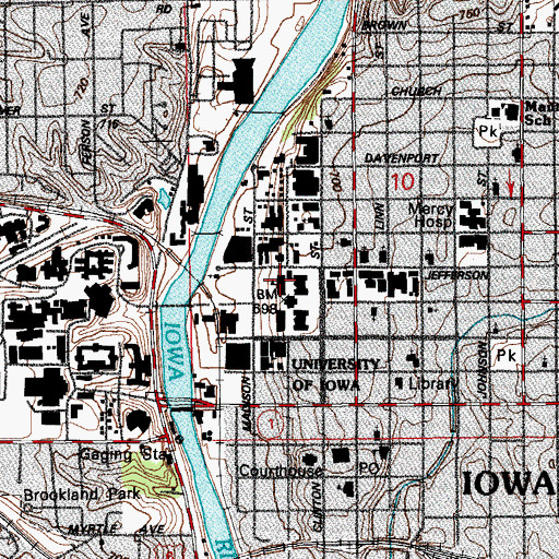 Topographic Map of Jessup Hall, IA