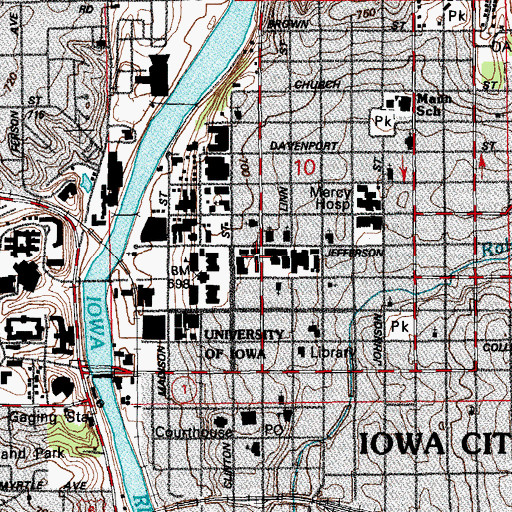 Topographic Map of Biological Sciences Library, IA